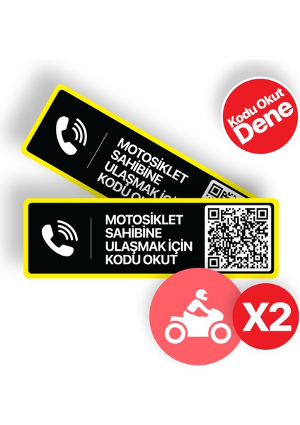 2'li Paket - Motosiklet Numaratörü - Numarasız Numaratör - Qr Kodlu Numaratör (Yatay Etiket)