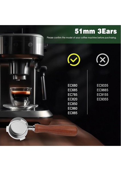 Delonghi Dedica EC680/EC685 Kahve Makinesi Için 51 mm Portafilter, Filtre Sepetli Dipsiz Portafilter (Yurt Dışından) fırsatları