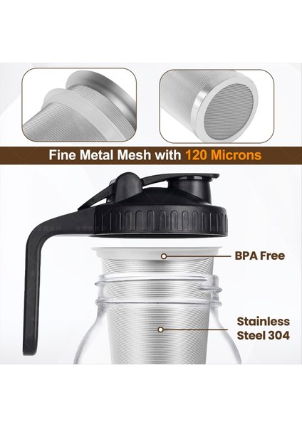 2 Adet Soğuk Demleme Kahve Filtresi, Paslanmaz Çelik Gıda Sınıfı, Kahve Makinesi, Çay Makinesi, Su Filtresi, Geniş Ağızlı Kavanoz 64OZ (Yurt Dışından) modelleri