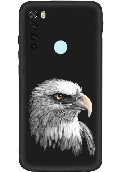 Xiaomi Redmi Note 8 ile Uyumlu Kartal (0214C) Tasarımlı Siyah Lansman Kılıf