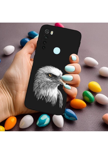Xiaomi Redmi Note 8 ile Uyumlu Kartal (0214C) Tasarımlı Siyah Lansman Kılıf modelleri