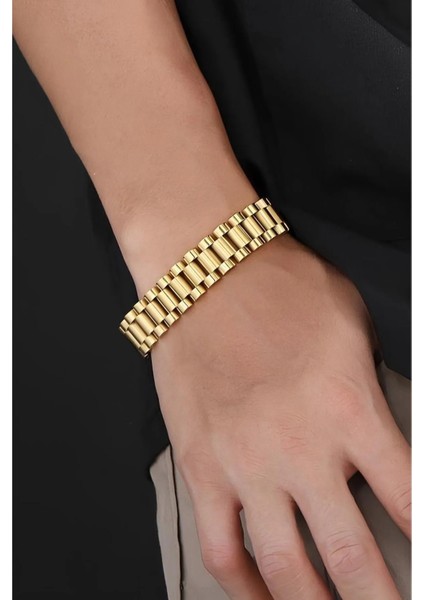 Rolexx Mascard Steel Jubelee Künye Kordon - Gold Renk