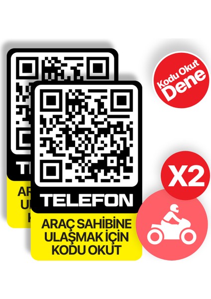 2'li Paket - Motosiklet Numaratörü - Numarasız Numaratör - Qr Kodlu Numaratör (Dikey Etiket)