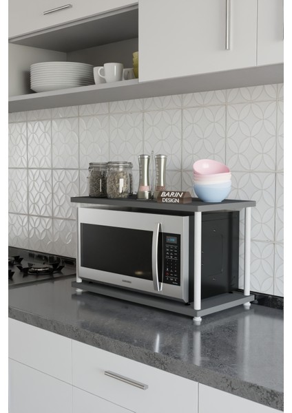 Çevir Kur Mutfak Tezgah Üstü Mikrodalga Rafı Beyaz Demir Organizer Stand Baharatlık Raf Sistemleri modelleri