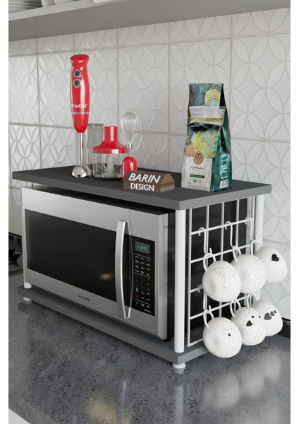 Çevir Kur Beyaz Demir Metal Askılı | Mutfak Tezgah Üstü Mikro Dalga Rafı | Çok Amaçlı Organizer Raf fırsatları