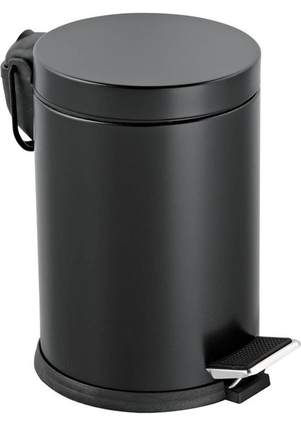 Şık Siyah Paslanmaz Kapaklı 3 Lt Banyo ve Ofis Çöp Kovası