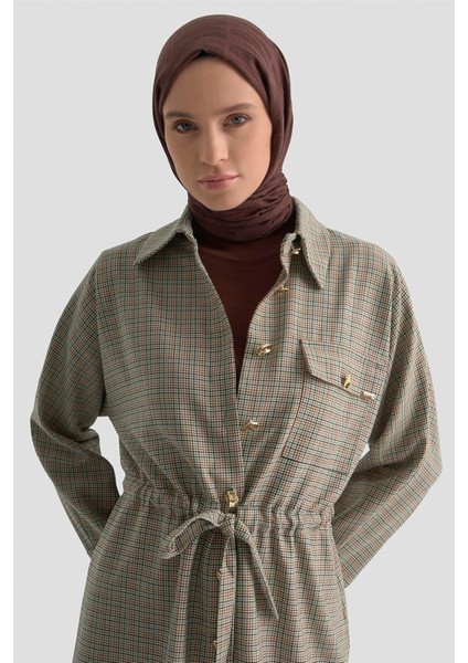 Ekose Desen Büzgülü Tunik 25K4976 Ekose fırsatları