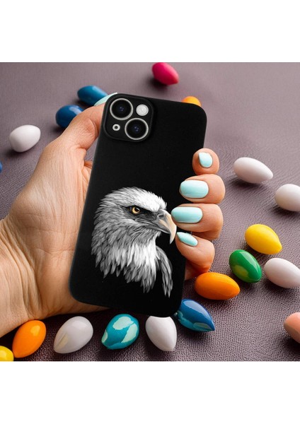iPhone 15 Plus ile Uyumlu Kartal (0214C) Tasarımlı Siyah Lansman Kılıf modelleri