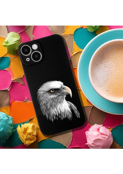 iPhone 15 Plus ile Uyumlu Kartal (0214C) Tasarımlı Siyah Lansman Kılıf fırsatları