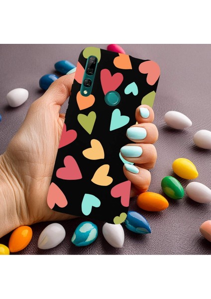 Huawei Y9 Prime 2019 ile Uyumlu Tropikal Kalpler (0214B) Tasarımlı Siyah Lansman Kılıf modelleri