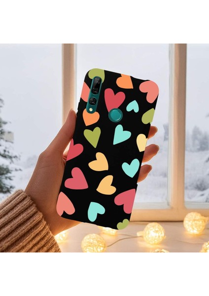 Huawei Y9 Prime 2019 ile Uyumlu Tropikal Kalpler (0214B) Tasarımlı Siyah Lansman Kılıf