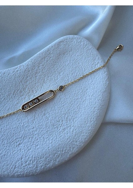 Mess Tasarım Zirkon 3 Taşlı Bileklik