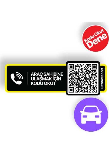 Numarasız Numaratör - QR Kodlu Araç Numaratörü - Araç İçi Park Telefon Numarası (Yatay Etiket) fiyatları
