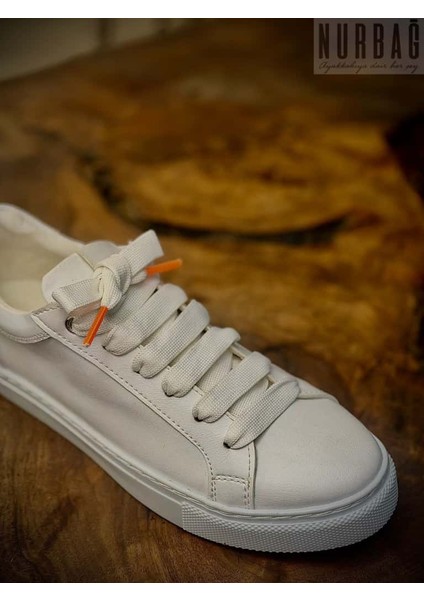 Turuncu Uçlu Beyaz 110 cm Polyester Bağ