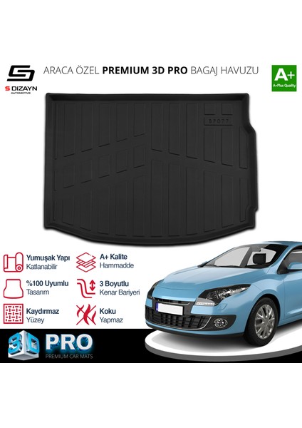 Renault Megane 3 3D Pro Bagaj Havuzu 2009-2016 A+ Kalite indirimleri