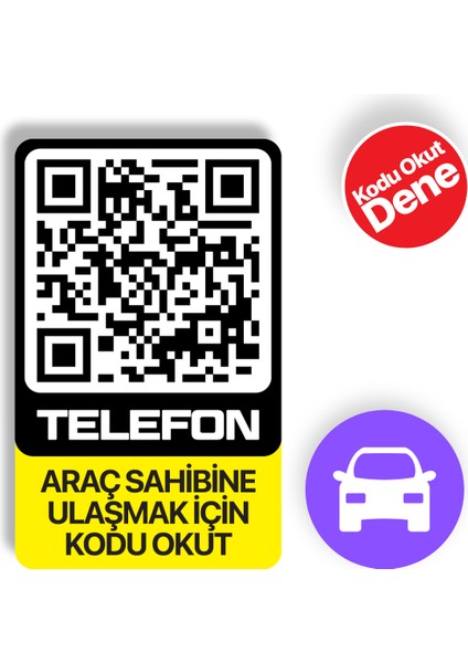 Numarasız Numaratör - QR Kodlu Araç Numaratörü - Araç İçi Park Telefon Numarası (Dikey Etiket) fiyatları