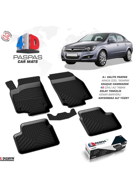 Opel Astra H SD 4D Havuzlu Paspas 2004 ve Üzeri A+Kalite