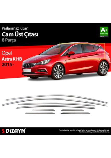 Opel Astra K HB Krom Cam Üst Çıta 8 Prç. 2015-2022 fırsatları