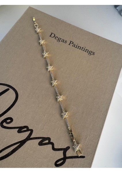 Yıldız Model Taşlı Altın Renginde Çelik Gold Bileklik fiyatları