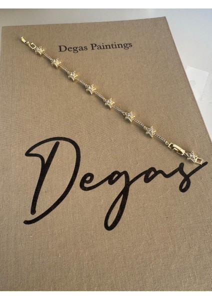 Yıldız Model Taşlı Altın Renginde Çelik Gold Bileklik modelleri