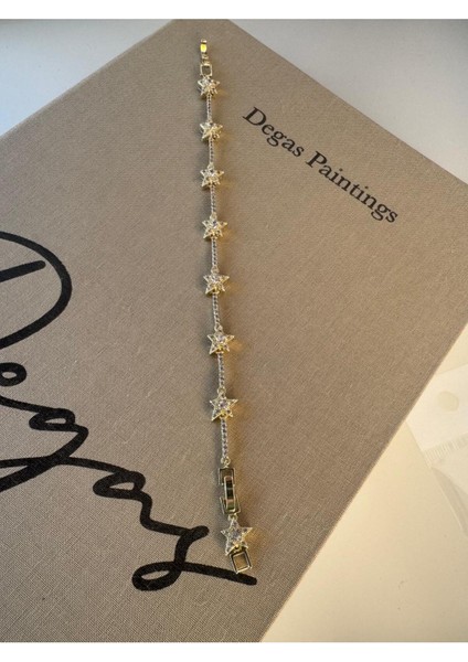 Yıldız Model Taşlı Altın Renginde Çelik Gold Bileklik fırsatları