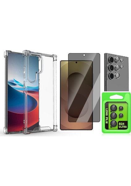 Samsung Galaxy S24 Ultra Kılıf Zore Nitro Anti Shock Silikon Kılıf + Kamera Lens + Hayalet Ekran Koruyucu