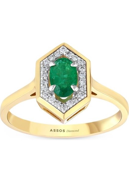 0.10 Karat Zümrüt Taşlı Pırlanta Yüzük