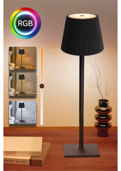 Şarjlı LED Masa ve Gece Lambası Ev Restoran Otel Bar Ambiyans Işık 2 Mod Rgb Ayarlanır Işık Demonte