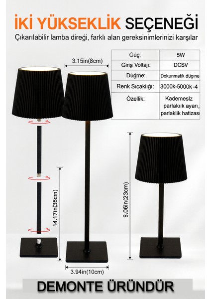 Şarjlı LED Masa ve Gece Lambası Ev Restoran Otel Bar Ambiyans Işık 2 Mod Rgb Ayarlanır Işık Demonte modelleri