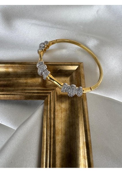 18 Ayar Gold Çift Renkli Kelepçe Bileklik modelleri