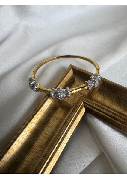 18 Ayar Gold Çift Renkli Kelepçe Bileklik fırsatları