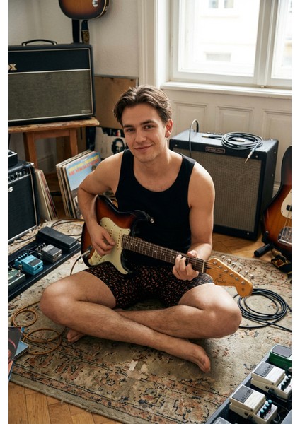 Desenli Uzun Paçalı Likralı Erkek Boxer 1014