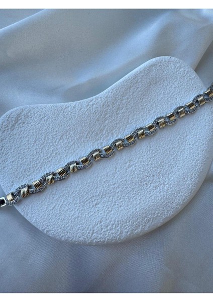 Özel Tasarım Çift Renk Zirkon Taşlı Dalgalı Bileklik fiyatları