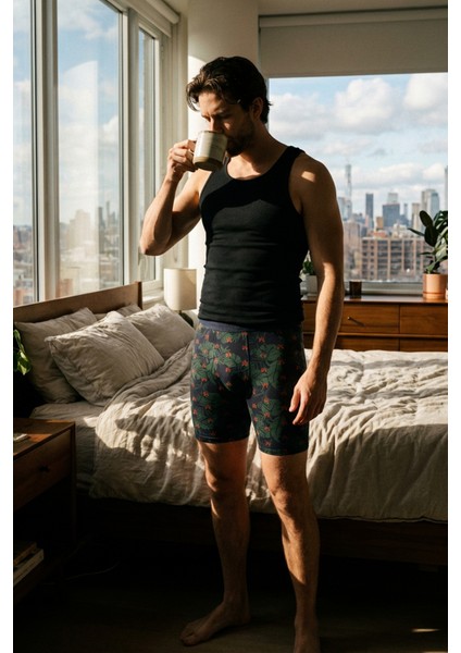 Desenli Uzun Paçalı Likralı Erkek Boxer 1014 fırsatları