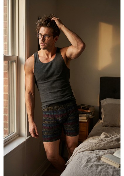 Desenli Uzun Paçalı Likralı Erkek Boxer 1014 fırsatları