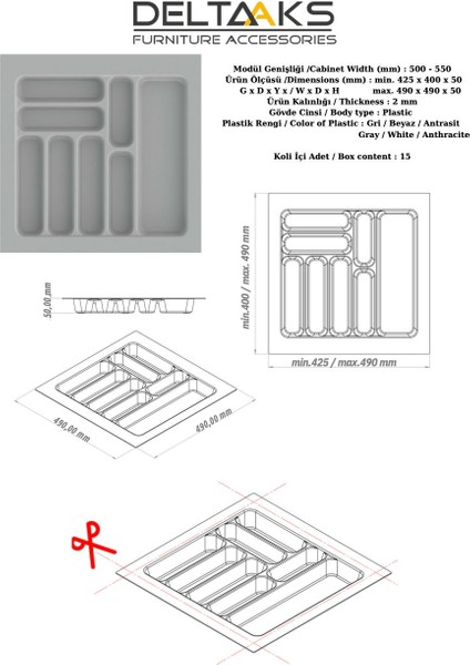 49x49 cm Antrasit Kaşıklık fırsatları