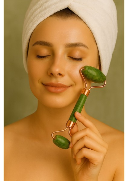 Yeşim Taşı Doğal Taş Yüz Roller – Cilt Masaj Aleti | Lenf Drenajı, Sıkılaştırma ve Parlaklık Etkisi