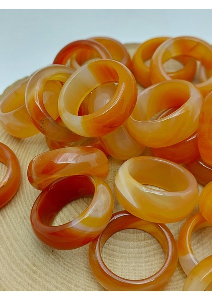 Akik Taşı Kalın Boy Yüzük – Bal Kahve Alacalı – 11*4mm Kalınlık (59962)