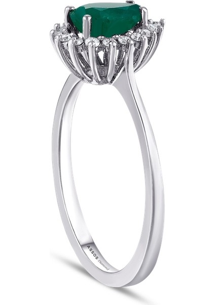 0.12 Karat Zümrüt Taşlı Pırlanta Yüzük