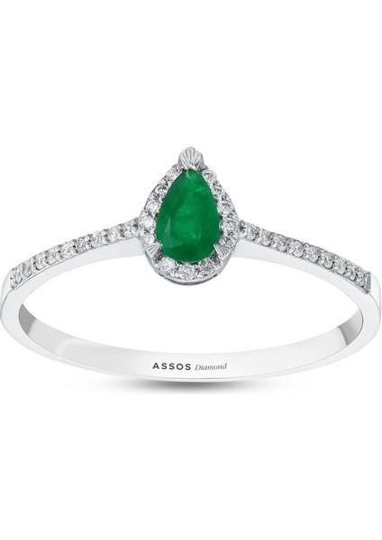 0.11 Karat Zümrüt Taşlı Pırlanta Yüzük