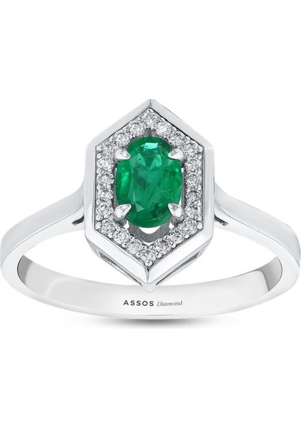 0.11 Karat Zümrüt Taşlı Pırlanta Yüzük