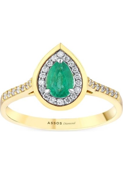 0.19 Karat Zümrüt Taşlı Pırlanta Yüzük