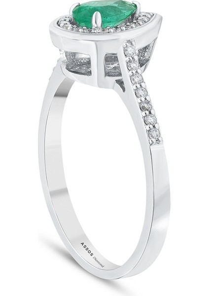 0.18 Karat Zümrüt Taşlı Pırlanta Yüzük fiyatları