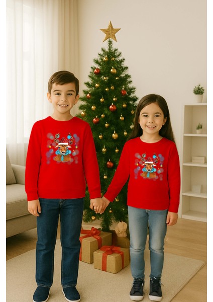 Unisex Happy New Year Yılbaşı Baskılı Yetişkin ve Çocuk Sweatshirt 3 Iplik Şardonlu Kumaş modelleri
