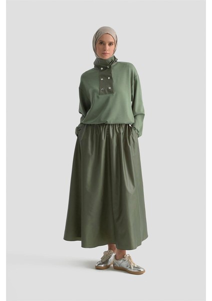 Çıtçıt Detaylı Örme Takım 25KD4007 Haki