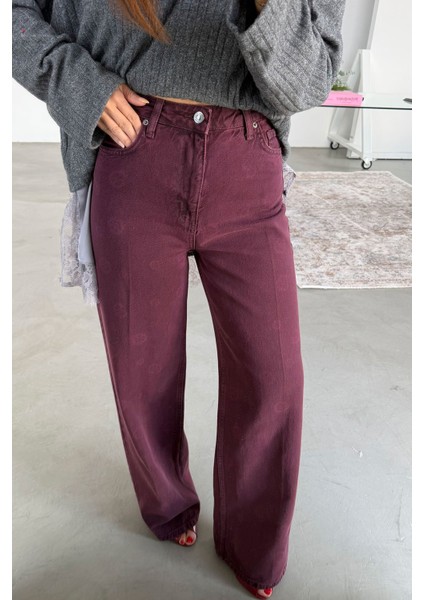 Üzeri Işlemeli Wideleg Jean indirimleri