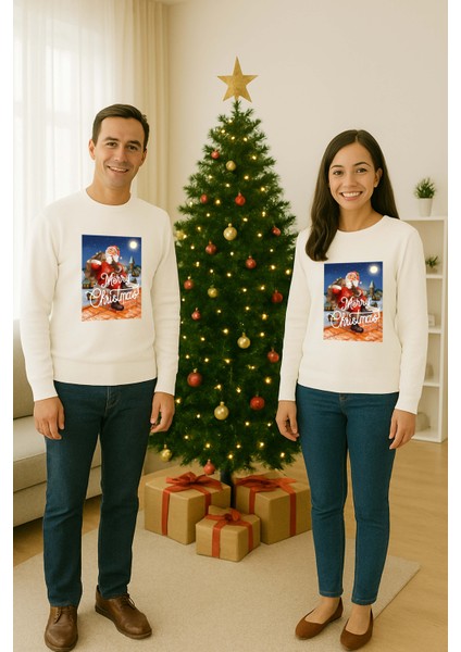 Unisex Happy New Year Yılbaşı Baskılı Yetişkin ve Çocuk Sweatshirt 3 Iplik Şardonlu Kumaş fiyatları