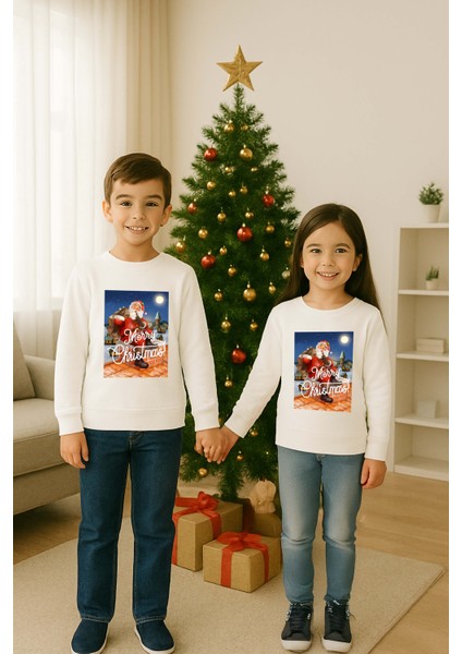 Unisex Happy New Year Yılbaşı Baskılı Yetişkin ve Çocuk Sweatshirt 3 Iplik Şardonlu Kumaş modelleri