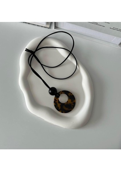 Yeni Leopar Baskı Yuvarlak Kolye Kolye Uzun Asılı Halat