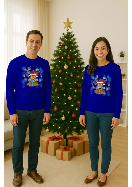 Unisex Happy New Year Yılbaşı Baskılı Yetişkin ve Çocuk Sweatshirt 3 Iplik Şardonlu Kumaş fiyatları